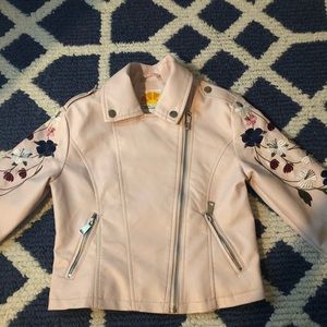 C&C California light pink faux leather jacket.